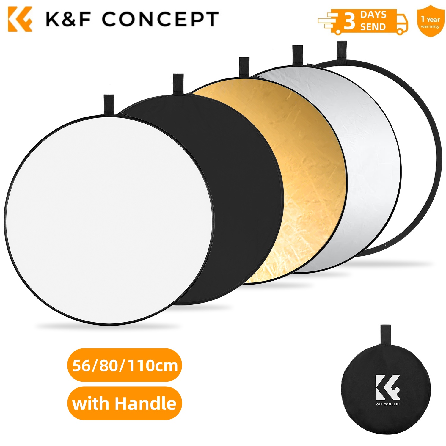 Photography Lighting Reflectors - K&F CONCEPT 56/80/110cm 5-in-1 사진 촬영용