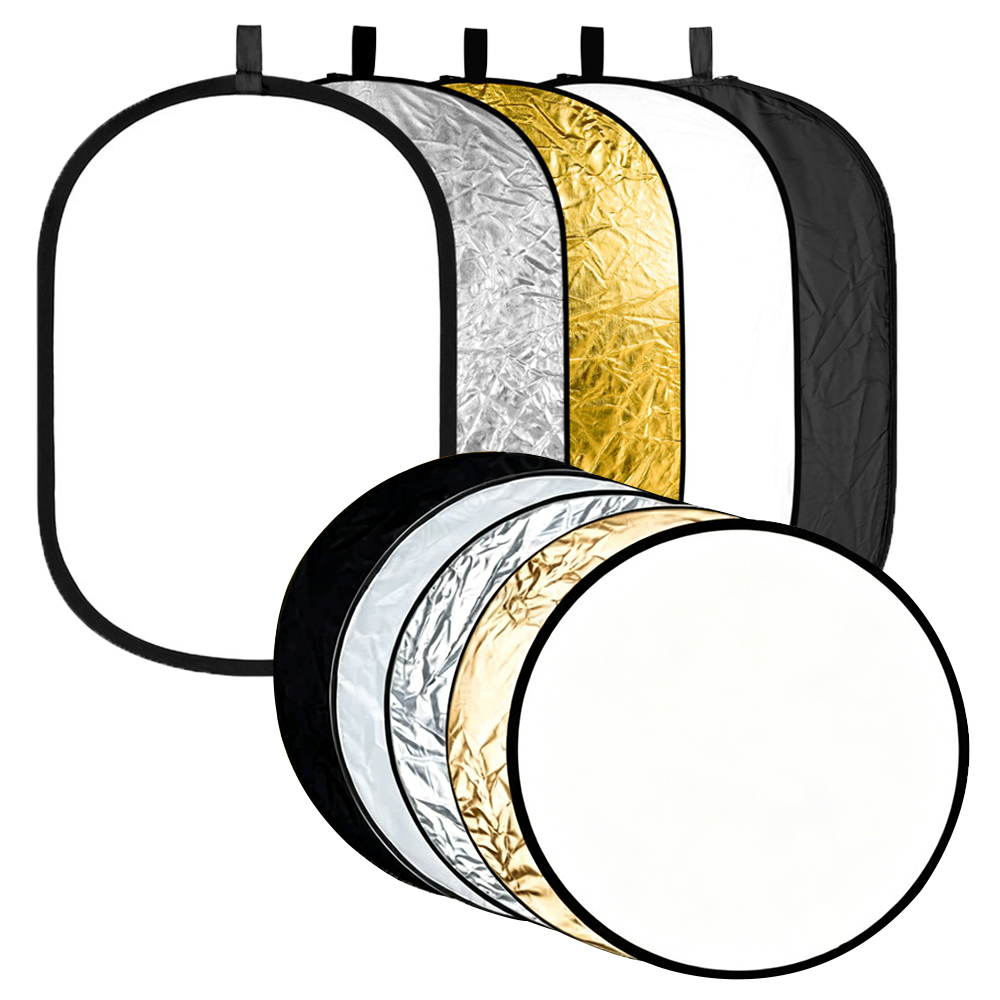 Photography Lighting Reflectors - 60/80/110CM 5-in-1 접이식 라이트 반사판 타원형