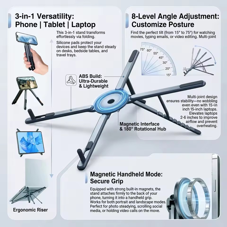 휴대용 자석식 휴대폰 거치대 & 셀카봉 3-in-1 접 - Stand Lighting Photography 리뷰 및 가격