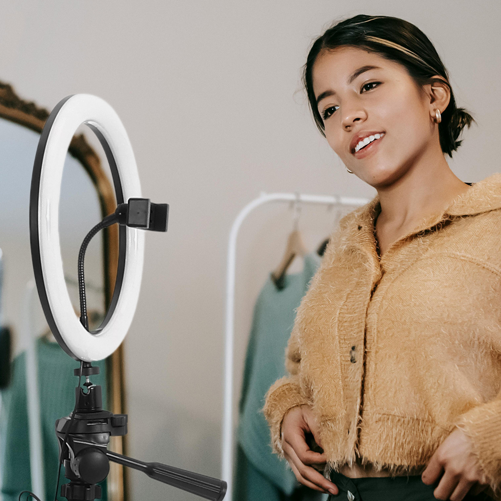 16cm 조광 가능 회전식 LED 링 라이트 셀카 램프 - Makeup Photography Lighting 리뷰 및 가격